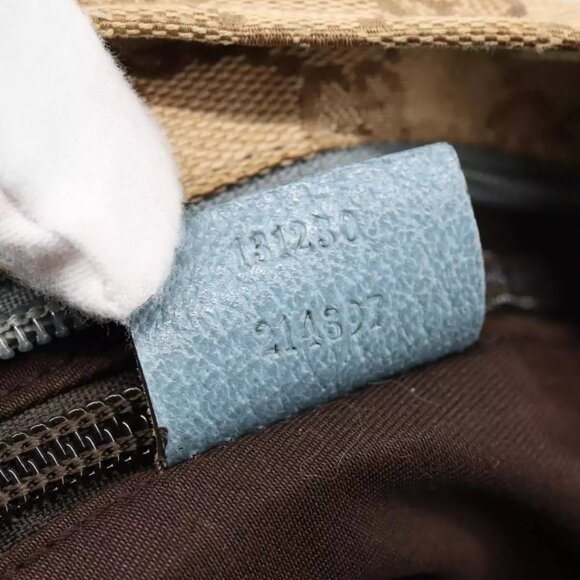 GUCCI GG Canvas Sherry Line Shoulder Bag Beige Blue Silver 131230 Auth 103323 - Picture 11 of 16